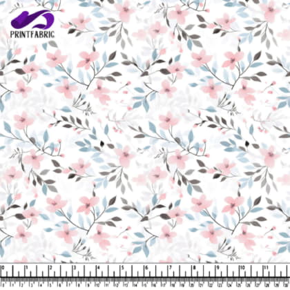 Floral Wallpaper with Pink, Blue, and Gray Flowers