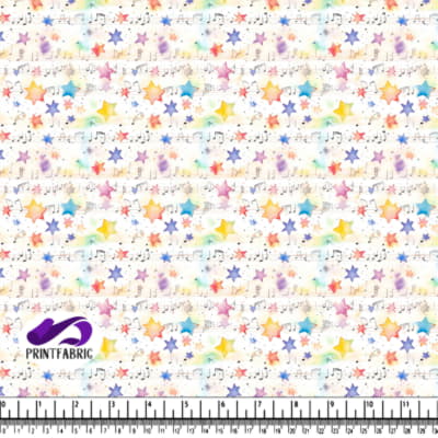 Fond Coloré de Notes Musicales et d'Étoiles