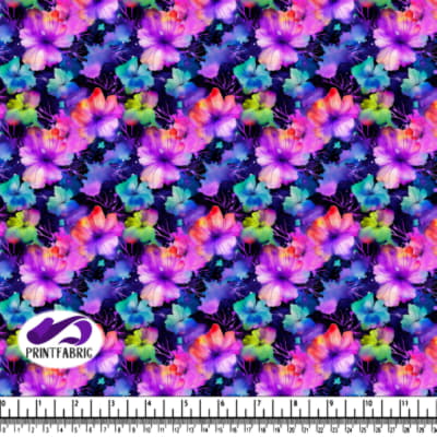 Colorful Floral Pattern on Black Background