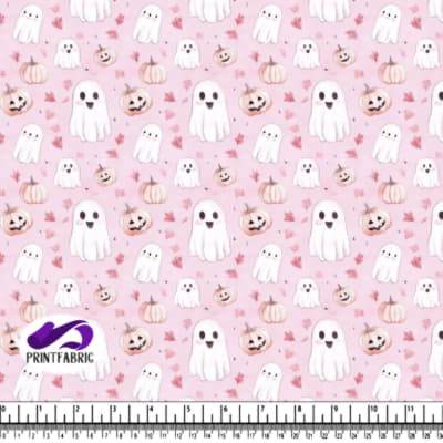 Fantômes et Citrouilles Fantaisistes sur Fond Rose