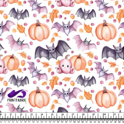 Motif Halloween Mignon avec Chauves-souris et Citrouilles