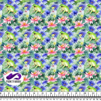 Grenouille Renaissante sur Fleurs de Lotus avec Papillons