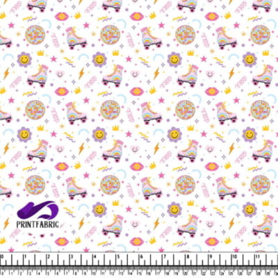 Groovy Pattern with disco ball in cool pastel colors