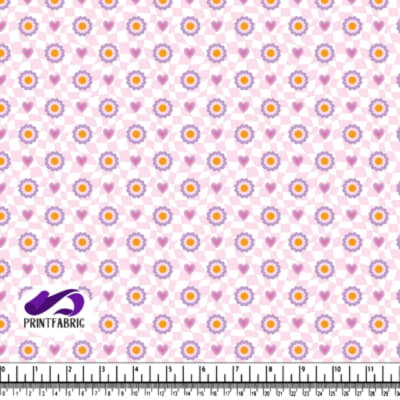 Motif Groovy avec fleurs et cœurs dans des couleurs pastel