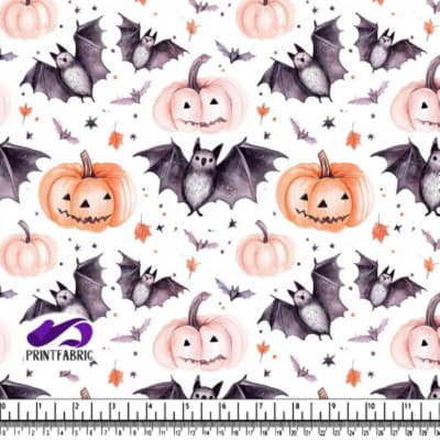Halloween pattern with bats and pumpkins