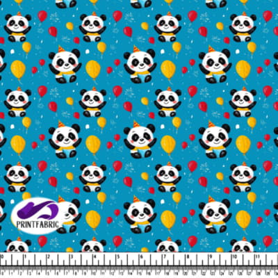 Cute Cartoon Pandas with Balloons in a Festive Scene