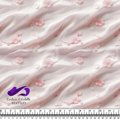 Soie Blanche avec fleurs Roses