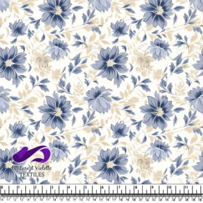 Motif floral bleu et beige pour usage décoratif