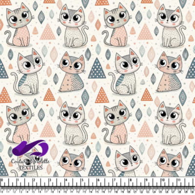 Cute whimsical cartoon cats with geometric shapes