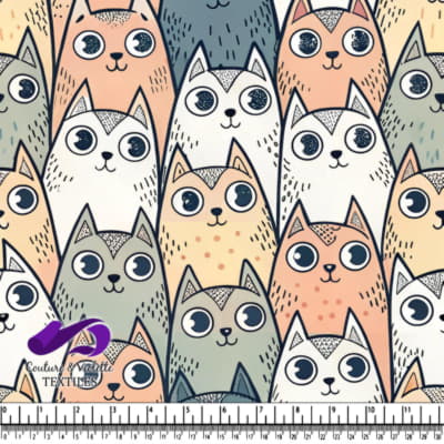 Chats mignons aux couleurs pastel avec de grands yeux