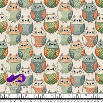 Cute whimsical multicolored cartoon cats