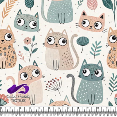 Jolis chats en cartoon et floraux