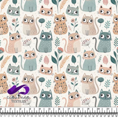 Jolis chats en cartoon et floraux