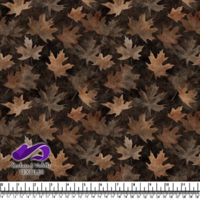 Brown and black autumn maple leaves