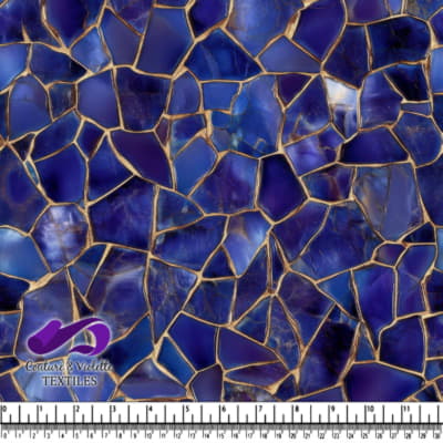 Deep blue mosaic stone pattern with gold veining texture