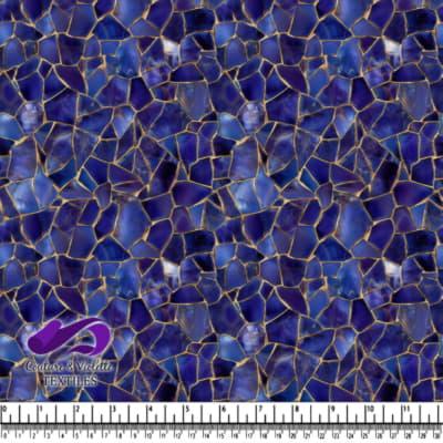 Deep blue mosaic stone pattern with gold veining texture