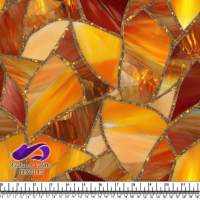 Mosaïque en vitrail orange et marron avec accents dorés