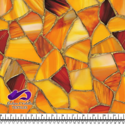 Abstract orange yellow and red stained glass mosaic pattern