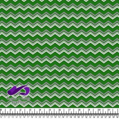 Green and white zigzag chevron fabric pattern