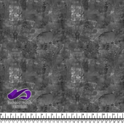 Gray textured fabric with cracked and marbled pattern design
