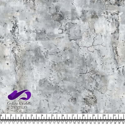 Gray cracked concrete textured fabric