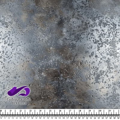 Tissu tie-dye gris et argent métallique