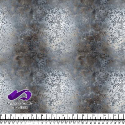 Tissu tie-dye gris et argent métallique