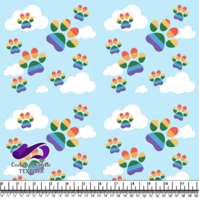 Impressions de pattes arc-en-ciel flottant dans le ciel