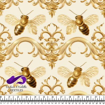 Motif de Fleurs d'Abeilles Dorées avec Décor Baroque