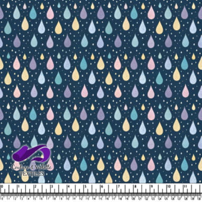 Motif de gouttes de pluie pastel sur fond bleu marine