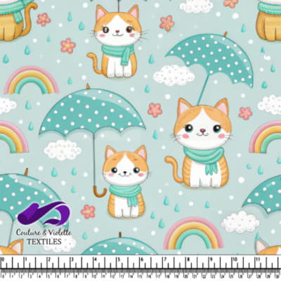 Mignons Chats avec Parapluies et Arc-en-Ciel