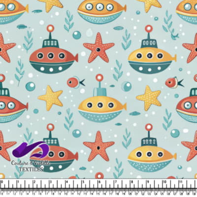 Cute Submarine and Starfish Underwater Pattern