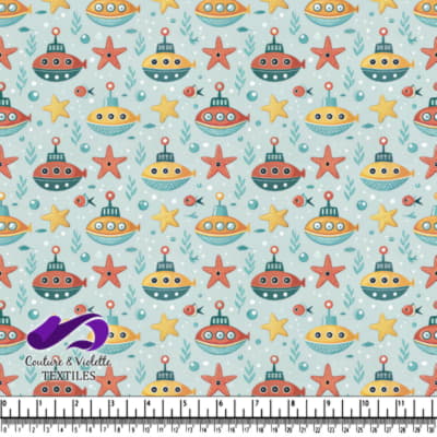 Cute Submarine and Starfish Underwater Pattern