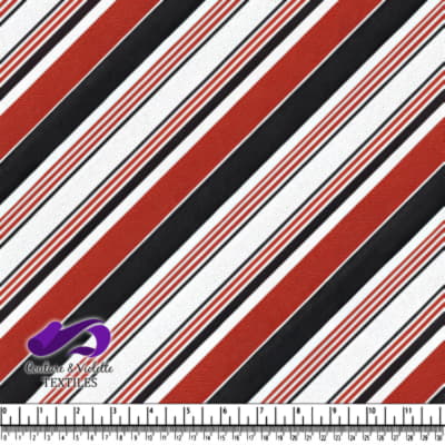 Diagonal Striped Pattern in Red Black and White Colors
