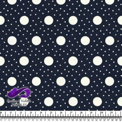 Navy Blue and White Polka Dot Fabric Pattern