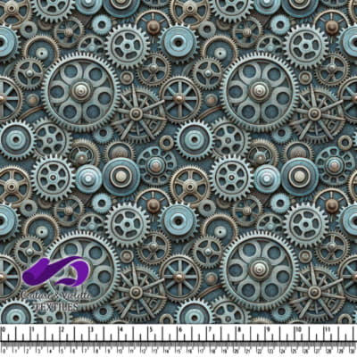 Motif de Mécanique avec Engrenages Métalliques Intriqués