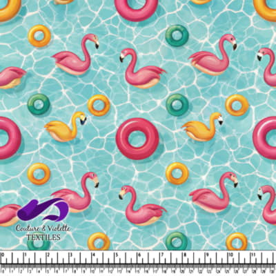 Summer Pool Party Flamingos and Floaties Pattern