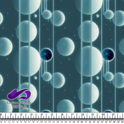 Abstract Floating Spheres with Vertical Light Beams Pattern