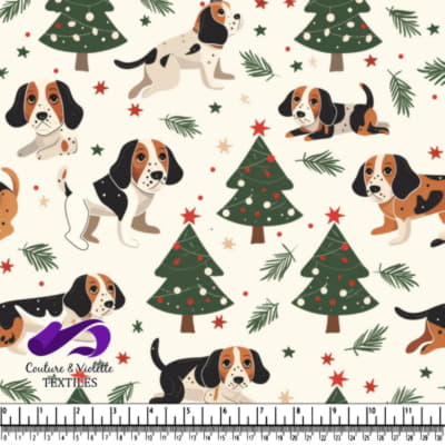 Motif de Noël avec des chiots beagle