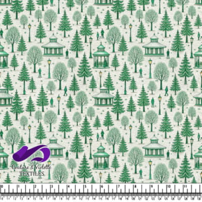 Gazebos rétro et lampadaires avec des silhouettes de personnes