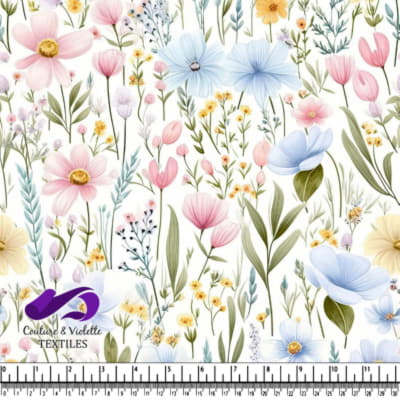 Délicates fleurs sauvages pastel et feuillage