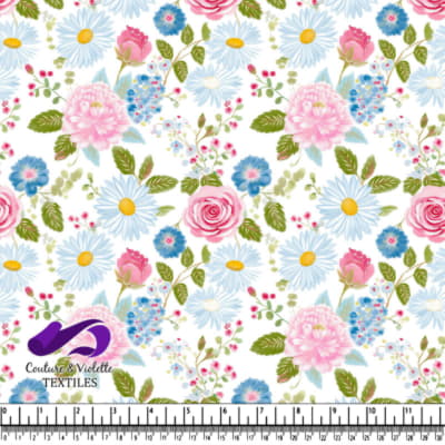 Motif floral coloré avec des marguerites et des roses