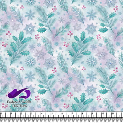 Winter holiday pattern with snowflakes holly berries