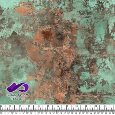 Texture usée et vieillie dans des tons d'orange rouillé et de turquoise