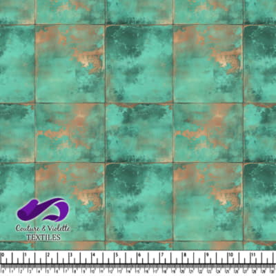 Texture de plaque métallique vieillie turquoise et cuivre