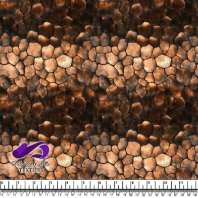 Tissu avec un motif de pierre texturé et irrégulier aux tons bruns et beiges