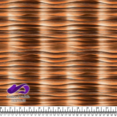 Wavy Striped Pattern Fabric in Shades of Brown and Orange