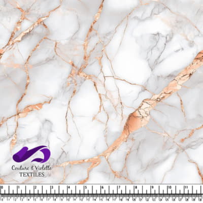 White marble texture with metallic rose gold veining