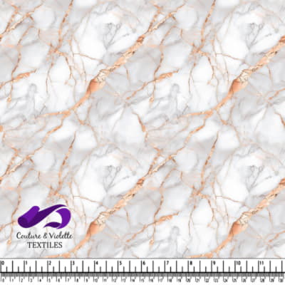 White marble texture with metallic rose gold veining