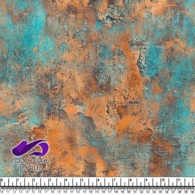 Motif de tissu rustique en turquoise et orange brûlé